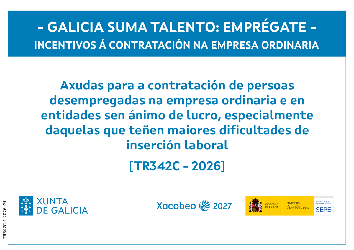 Cartel Galicia Suma Talento: Emprégate
