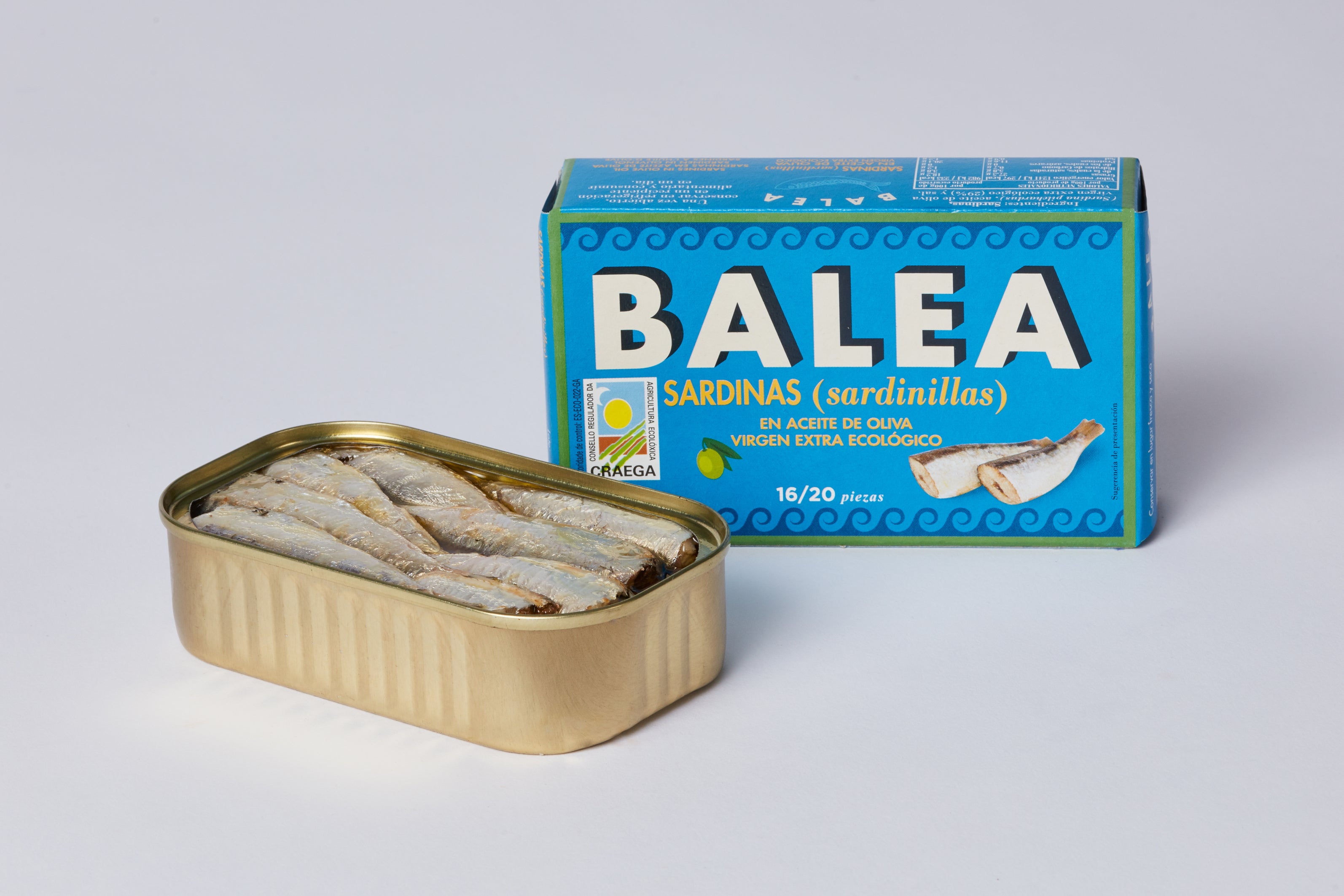 Sardinillas en aceite de oliva virgen extra ecológico 16/20 piezas 115 g