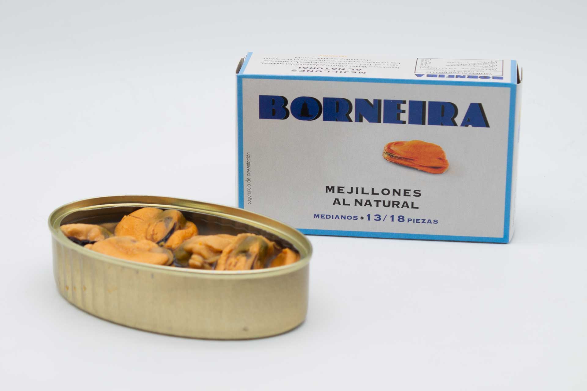 Mexillóns pequenos ao natural marca Borneira 13/18 pezas 115 g